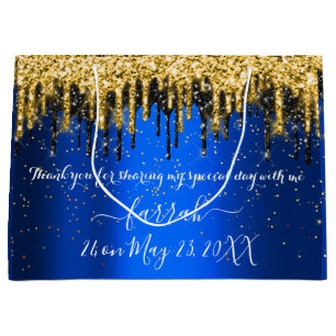 Bleu Or Lecteurs Noirs Favoriser Grand Sac Cadeau