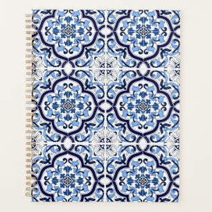 Bleu Orné Floral Méditerranéen Carrelage Sicilien