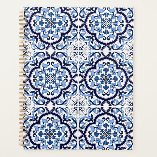  Bleu Orné Floral Méditerranéen Carrelage Sicilien (Devant)