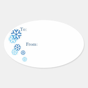 Bleu ovale Couleur de neige Stickers étiquette cad