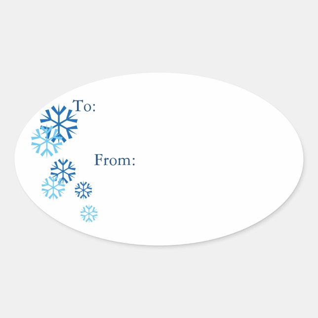 Bleu ovale Couleur de neige Stickers étiquette cad (Devant)