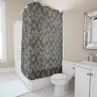 Bleu paisible et crème Batik Douche rideau