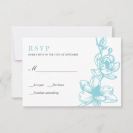 Bleu pâle | Fleurs de Magnolia | Mariage RSVP