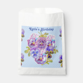 Bleu Pansy spot Fleurs floral Fête Favoriser Sacs