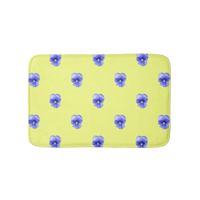 Bleu Pansy sur Jaune - tapis de bain (Devant)