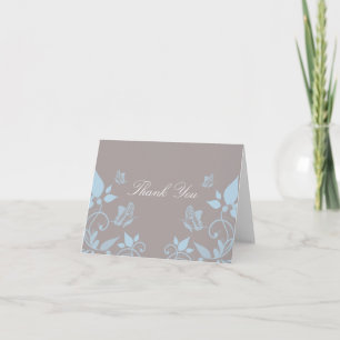 Bleu papillon Carte de remerciements florale