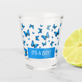 Bleu papillon en verre tourné