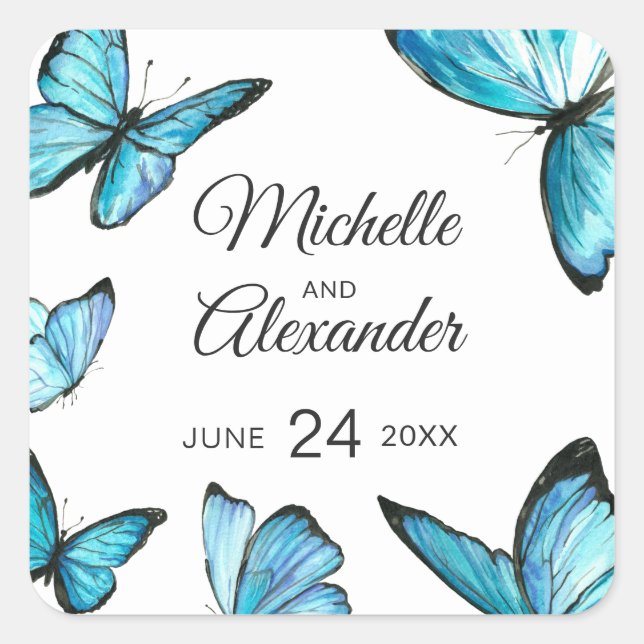 Bleu papillon Monogram Classic Sticker (Devant)