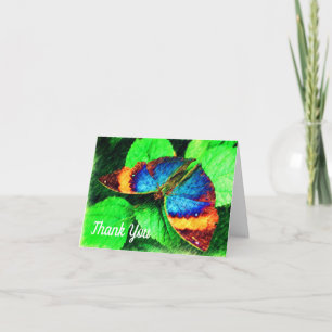 Bleu papillon Nature Art Carte de remerciements