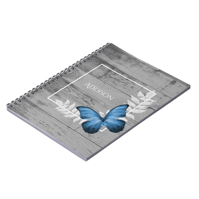 Bleu papillon Rustique Carnet personnalisé (Côté gauche)