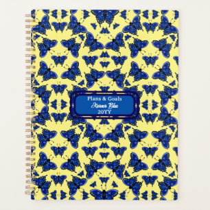 Bleu papillons en Motif amusant sur Yelow