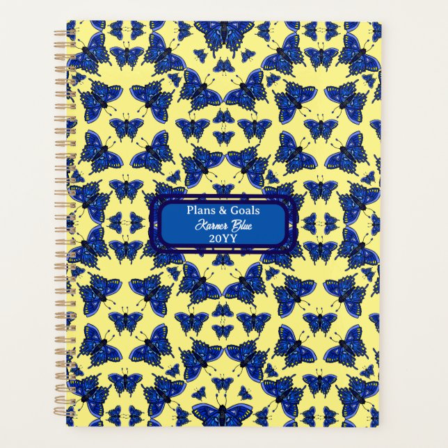 Bleu papillons en Motif amusant sur Yelow (Devant)