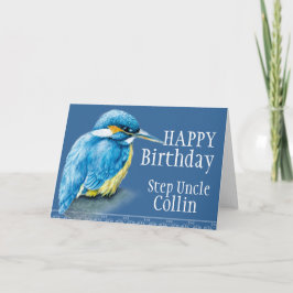 Bleu pas oncle oiseau art peint carte d'anniversai