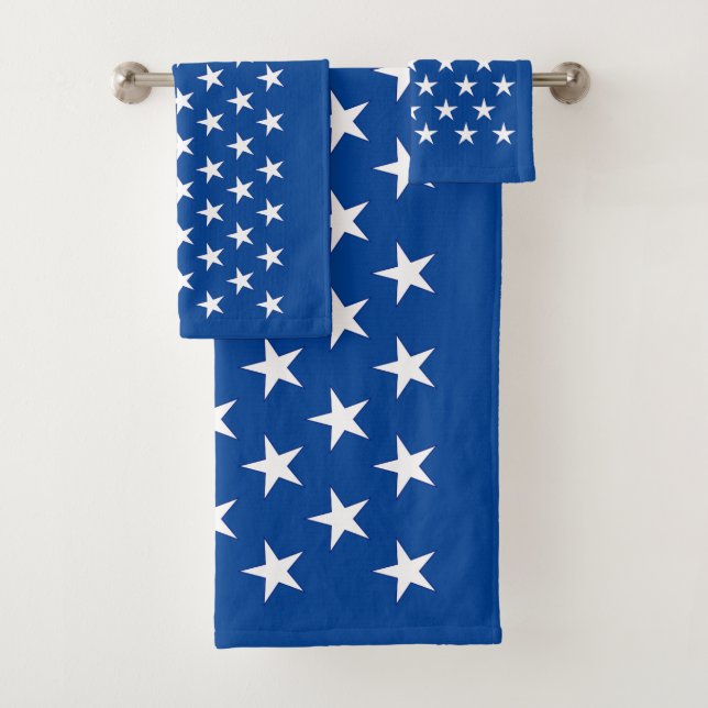 Bleu patriotique avec 50 étoiles blanches Drapeau  (En situation)