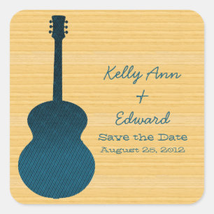 Bleu Pays Guitare Enregistrer la date Stickers