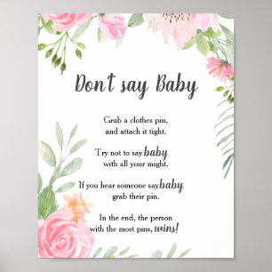 Bleu Peonies ne pas dire Baby Poster