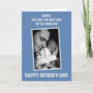 Bleu Personnalisé PHOTO Happy Fathers Day Cartes