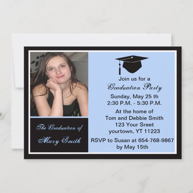 Bleu Photo Graduation Party Invitation (Devant)