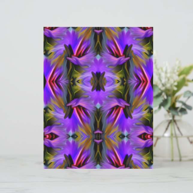 Bleu Pinceau Violet Flûtes Abstrait Papier à Retar (Debout devant)