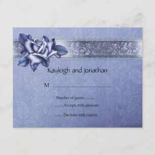 Bleu pourpre Roses et dentelle RSVP