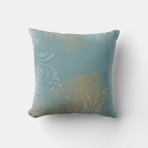 Bleu Poussiéreux, Or, Estampillé Coussin de Jet