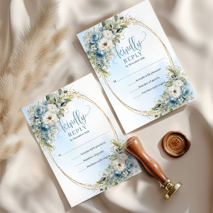 Bleu Poussiéreux Raffiné Fleurs Blanches RSVP