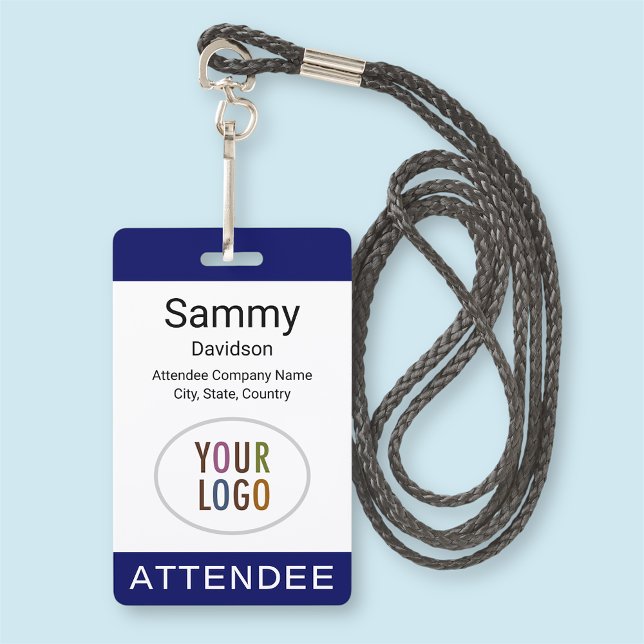 Bleu Présence Badge Logo de l'événement Lanyard Cl (MISOOK Blue Attendee Name Badge with Logo)