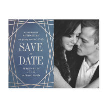 Bleu profond Opaline Faire-part de mariage Photo S