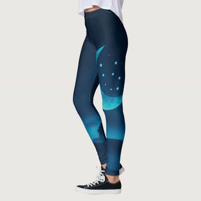 Bleu Quartier Lune et Montagnes | Legging (Gauche)