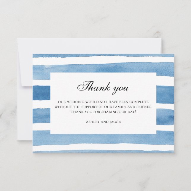 Bleu rayé merci aquarelle mariage nautique (Devant)