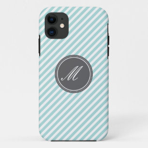 Bleu rayures avec Monogram iPhone 5 Coque