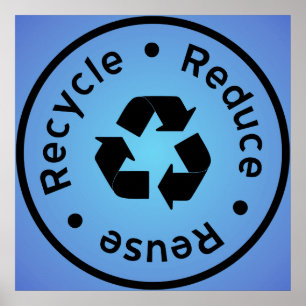 Bleu Réduire, Réutiliser, Recycler Poster