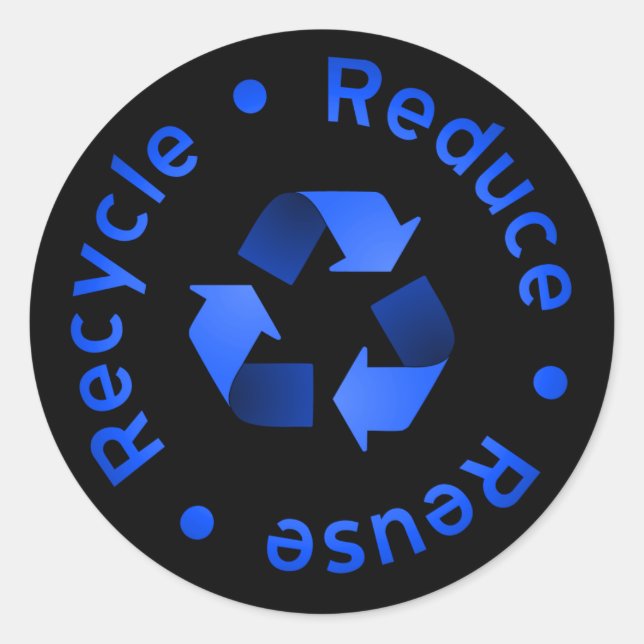 Bleu Réduit, Réutiliser, Étiquette de recyclage (Devant)