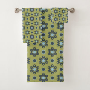 Bleu rétro et marguerites noires sur motif floral 