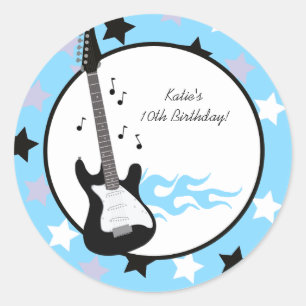 Bleu Rock Star Anniversaire Favoriser Stickers
