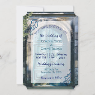 Bleu Romantique Porte de mariage Invitations