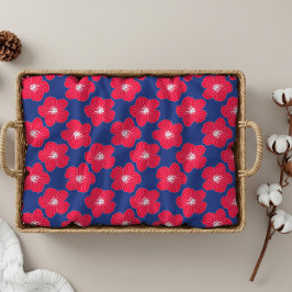 Bleu romantique, Rouge Chic Floral Motif Serviette