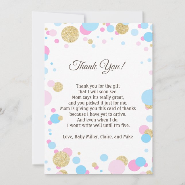 Bleu rose de note de carte de remerciements de (Devant)