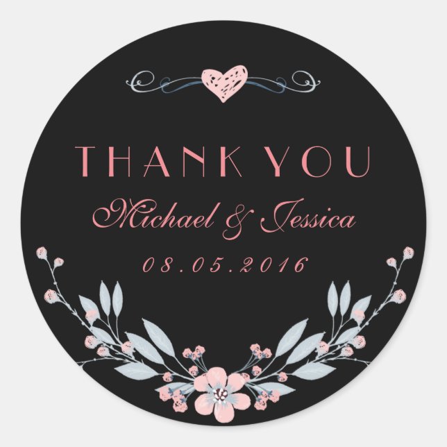 Bleu rose doux Sticker floral avec amour (Devant)