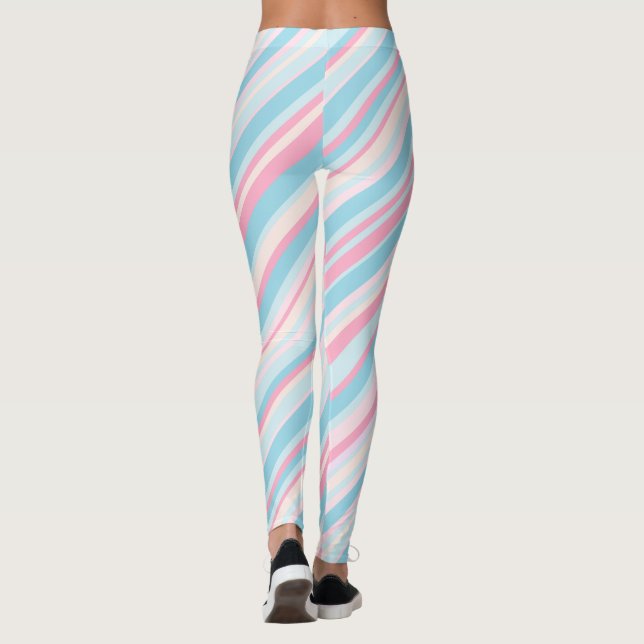 Bleu rose et bleu pâle, bonbons Leggings rayés (Dos)