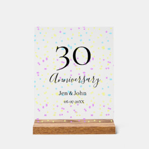Bleu rose jaune pois 30e anniversaire nom