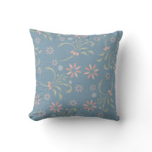 Bleu, rose vert Fleurs Coussin MOJO américain