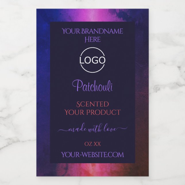 Bleu rose violet marbre moderne Étiquette Logo (Étiquettes simples)