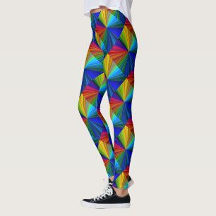 Bleu Rouge Vert Jaune Arc-en-ciel Motif Leggings