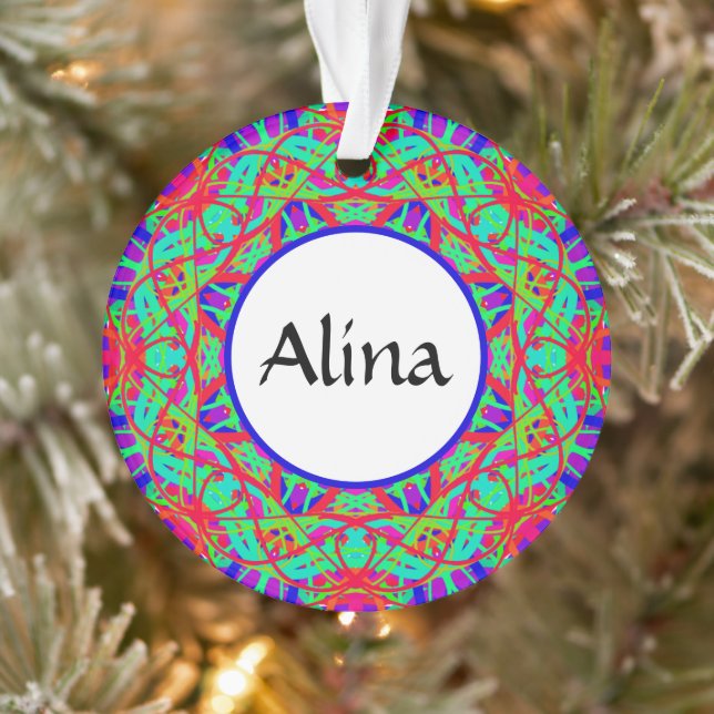 Bleu Rouge Vert Mandala Personnalisable Boho Noël (Arbre)