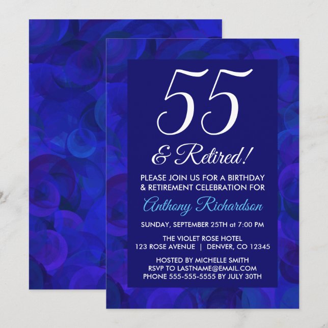 Bleu Royal 55 et Invitation à la Fête de Retraite  (Devant / Derrière)