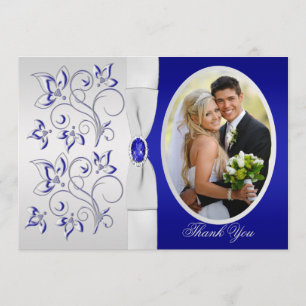 Bleu royal et carte de remerciements floral