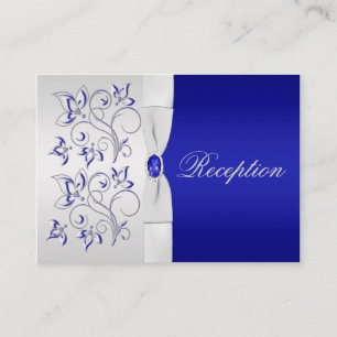 Bleu royal et carte florale argentée de clôture