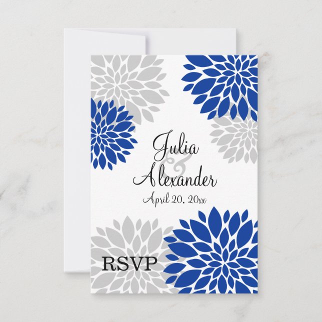 Bleu Royal et Éclat Floral Gris Argent RSVP (Devant)