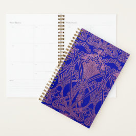 Bleu royal, motif Art nouveau, violet royal, flore